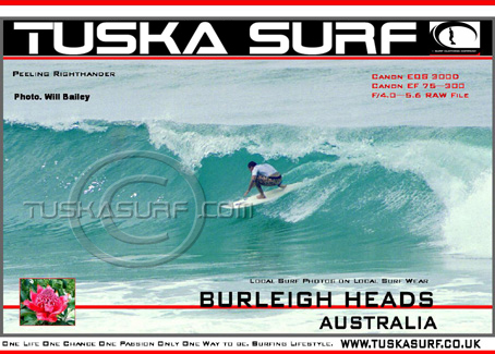 surf and surfing Photo of surfer on tubing wave in Burleigh Heads Australia 
