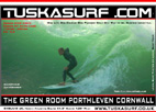 Surf action photo of Big Wave riding on a Tuska surf Tee shirt