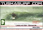Photo of surf and surfing tubing wave at Langland Bay Gower Wales UK