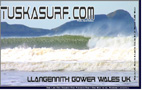 Surf and surfing photos of tubing wave at Llangennith Gower Wales