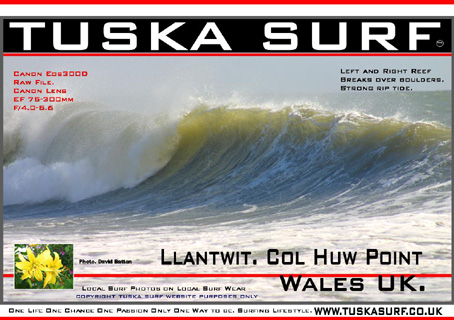 Photos of big surf at Col HUw Point Llantwit Major Wales UK