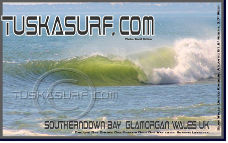 Photo of surf and surfing waves on the Slab Southerndown Bay Wales UK