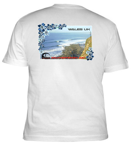 Surf clothing Tee shirt with photo of southerndown bay wales