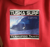 Fuscia Pink Surf Hoody with surf Photo of Teahupoo Indonesia