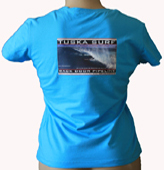 Surf photo of Pipeline Hawaii on a Blue Ladies Tee shirt
