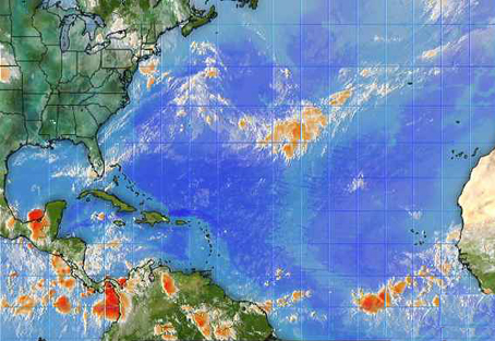 7 Day Surface pressure and wind animation for Atlantic Ocean
