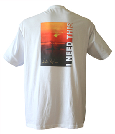 Surf T shirt with Sunset Longboarder Art