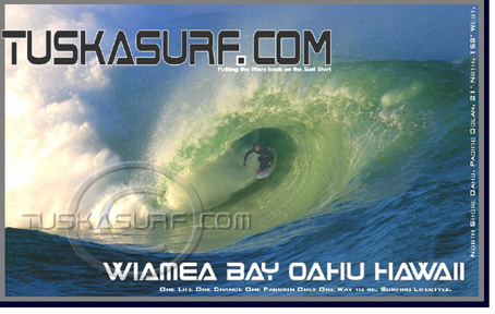 Photo of surf and surfing wave tubing at Wiamea Bay Oaho Hawaii