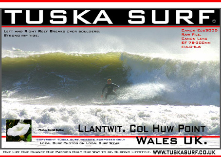 Photos of big surf at Col HUw Point Llantwit Major Wales UK