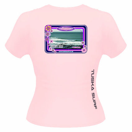 Surf photo of Fresh water West Reef in Pembrokeshire Wales UK on a Ladies Tee shirt