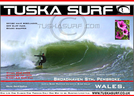 Photo of surf and surfing waves  in Broadhaven South Pembrokeshire Wales UK