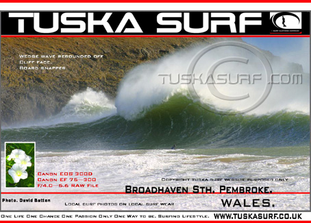 Photo of surf and surfing waves  in  Braoadhaven South Pembrokeshire Wales UK