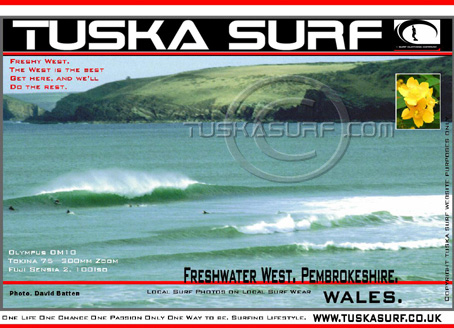 Photo of surf and surfing waves  in  Freshwater West Pembrokeshire Wales UK